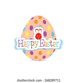 Isolated easter egg with texture and text. Vector illustration