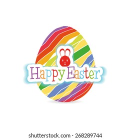 Isolated easter egg with texture and text. Vector illustration