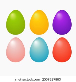 isolated easter eggs of different colors