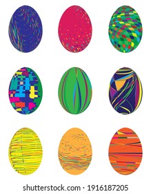 Isolated easter eggs on a white background set, Vector illustration