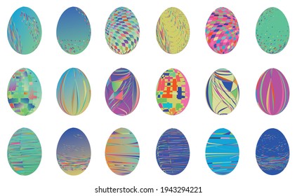 Isolated easter eggs on a white background set, Vector illustration