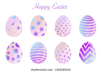 Isolated easter eggs spring holiday vector icon set use for web, pattern, site, banner, label and flyer. Modern abstract egg illustration texture collection symbol for colorful celebration seasonal