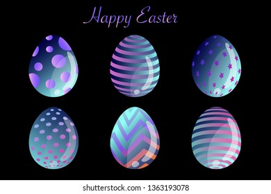 Isolated easter eggs spring holiday vector icon set use for web, pattern, site, banner, label and flyer. Modern abstract egg illustration texture collection symbol for colorful celebration seasonal