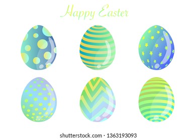 Isolated easter eggs spring holiday vector icon set use for web, pattern, site, banner, label and flyer. Modern abstract egg illustration texture collection symbol for colorful celebration seasonal