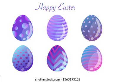 Isolated easter eggs spring holiday vector icon set use for web, pattern, site, banner, label and flyer. Modern abstract egg illustration texture collection symbol for colorful celebration seasonal
