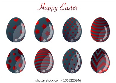 Isolated easter eggs spring holiday vector icon set use for web, pattern, site, banner, label and flyer. Modern abstract egg illustration texture collection symbol for colorful celebration seasonal