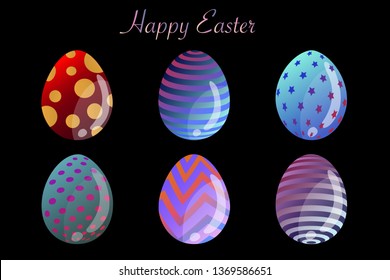 Isolated easter eggs spring holiday vector icon set use for web, pattern, site, banner, label and flyer. Modern abstract egg illustration texture collection symbol for colorful celebration seasonal