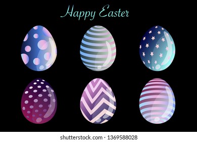 Isolated easter eggs spring holiday vector icon set use for web, pattern, site, banner, label and flyer. Modern abstract egg illustration texture collection symbol for colorful celebration seasonal