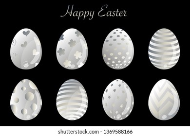 Isolated easter eggs spring holiday vector icon set use for web, pattern, site, banner, label and flyer. Modern abstract egg illustration texture collection symbol for colorful celebration seasonal