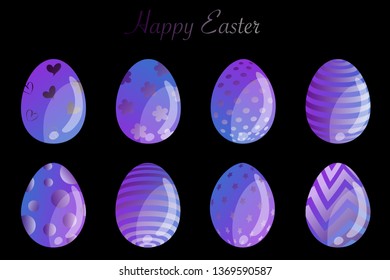 Isolated easter eggs spring holiday vector icon set use for web, pattern, site, banner, label and flyer. Modern abstract egg illustration texture collection symbol for colorful celebration seasonal