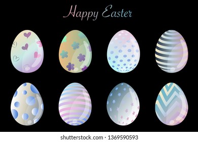 Isolated easter eggs spring holiday vector icon set use for web, pattern, site, banner, label and flyer. Modern abstract egg illustration texture collection symbol for colorful celebration seasonal