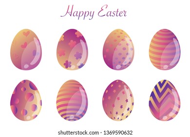 Isolated easter eggs spring holiday vector icon set use for web, pattern, site, banner, label and flyer. Modern abstract egg illustration texture collection symbol for colorful celebration seasonal