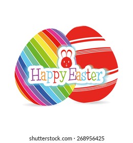 Isolated easter eggs with texture and text. Vector illustration