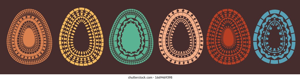 Isolated Easter eggs,  Vintage Happy Easter day vector clip art for your design project. Ornament easter eggs on dark background.Vector stock
