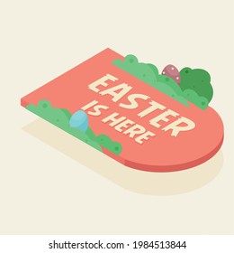 Isolated easter is here Red flag vector illustration