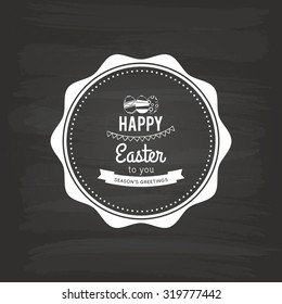 Isolated easter label with text and eggs