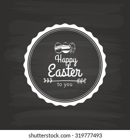 Isolated easter label with text and eggs