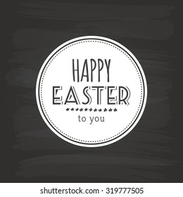 Isolated easter label with text and eggs