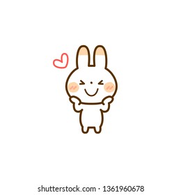 Isolated Easter Love Bunny Flat Icon, Emoticon, Emoji Sticker