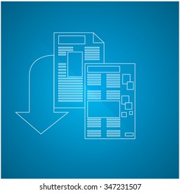 Isolated e-book icon on a blue background
