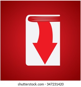 Isolated e-book icon on a red background
