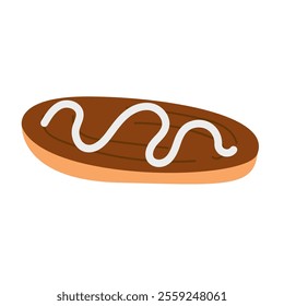 Isolated eclair top view on white background hand drawn