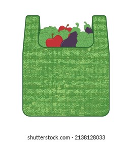 Isolated ecological bag icon with fruits and vegetables Vector