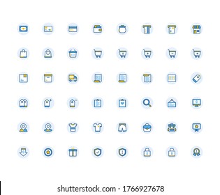 Paquete de iconos de E-Commerce aislado con estilo Multicolor