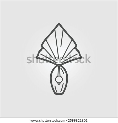 Isolated, editable outline vector icon of a traditional Brazilian Easter egg, made of chocolate and wrapped in shiny paper