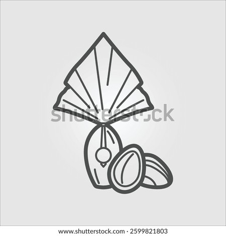 Isolated, editable outline vector icon of a traditional Brazilian Easter egg, made of chocolate and wrapped in shiny paper