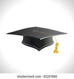 Isolated Education Cup on White Background. Student Graduation Hat.  Vector Illustration.