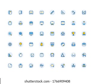 Paquete de iconos de educación aislada con estilo multicolor