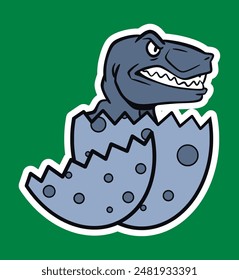 isolated egg dinosaur sticker cartoon illustration
