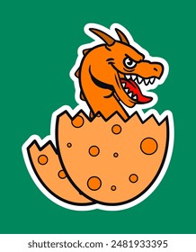 isolated egg dinosaur sticker cartoon illustration
