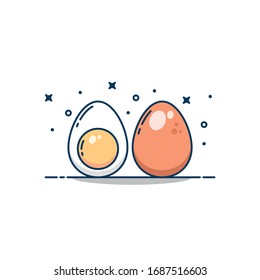 Isolated egg on white background. Breakfast food. Modern line art vector illustration. Boiled eggs icon.