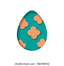 Isolated egg vector in paper cut style for banner, card or background design.Easter design element on the white background