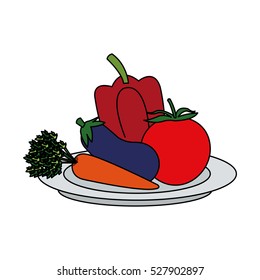 Isolated eggplant pepper and tomato design