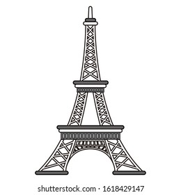 Isolated Eiffel tower outline over a white background - Vector