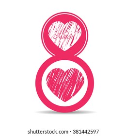 Isolated eight number with a pair of hearts for women's day