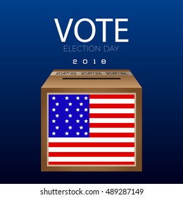 Isolated Election day box on a blue background, Vector illustration