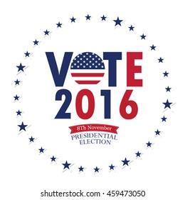 Isolated election day label with star and text, Vector illustration