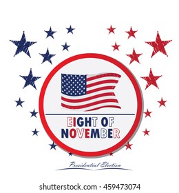 Isolated election day label with star and text, Vector illustration