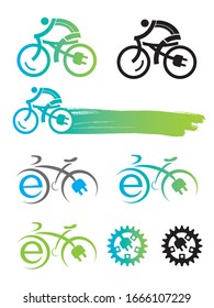 Isolated electric bike symbols icons on white background.Vector.