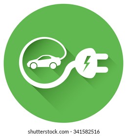 Isolated electric vehicle car charging sign with cable around it creating e-sign

