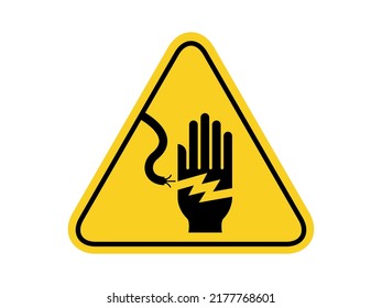 advertencia de peligro eléctrico aislado, símbolos peligrosos comunes en la placa triangular amarilla señal de advertencia para la industria de iconos, etiquetas, logotipos o paquetes, etc. diseño vectorial de estilo plano.