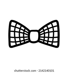 Isolated elegant bow tie with cage pattern. Gentleman's men's accessory Butterfly tie in hand draw style. Coloring pages for adults.