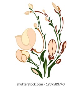 isolated element branch flowering tree pastel color vector 