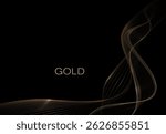 Isolated element, exquisite wavy gold textured figure on black background