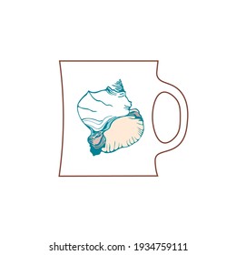 mugre de elemento aislado con vector de concha de mar azul