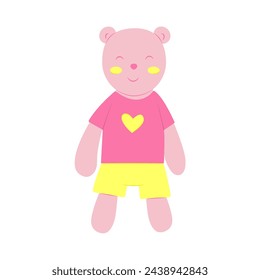 Isolated element pink teddy bear. Vector illustration